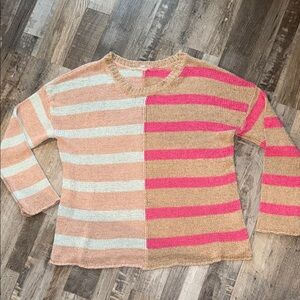 Wishlist Striped Pink and Tan Women's Sweater size small